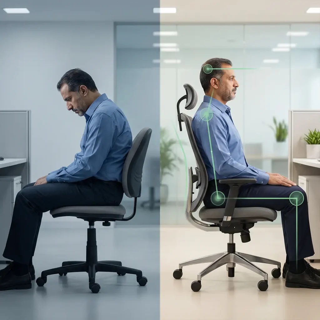 طريقة الجلوس الصحيحة على الكرسي