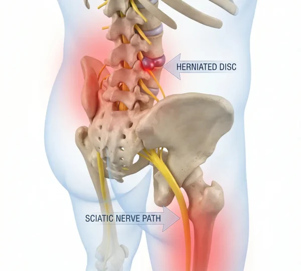 رسم توضيحي يوضح أهم أسباب آلام أسفل الظهر عند الجلوس لفترات طويلة