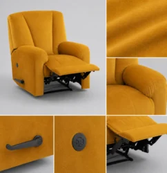 Yellow recliner chair fabric details