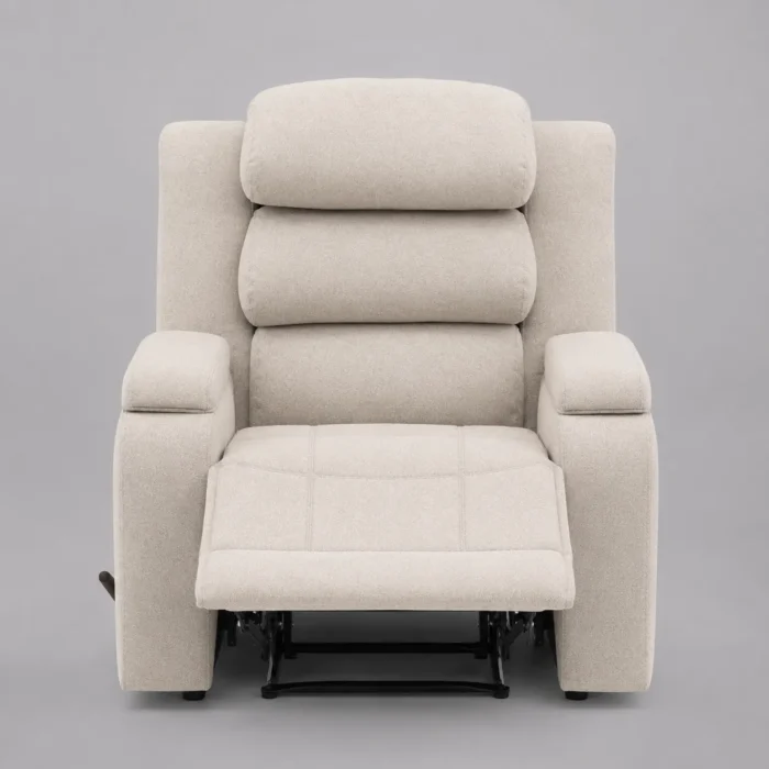 Fully extended recliner chair front