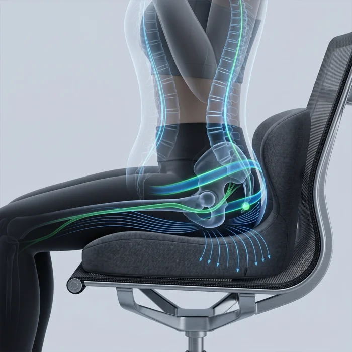 توزيع الضغط ودعم استقامة العمود الفقري والعصعص باستخدام مسند OrthoHip Pro