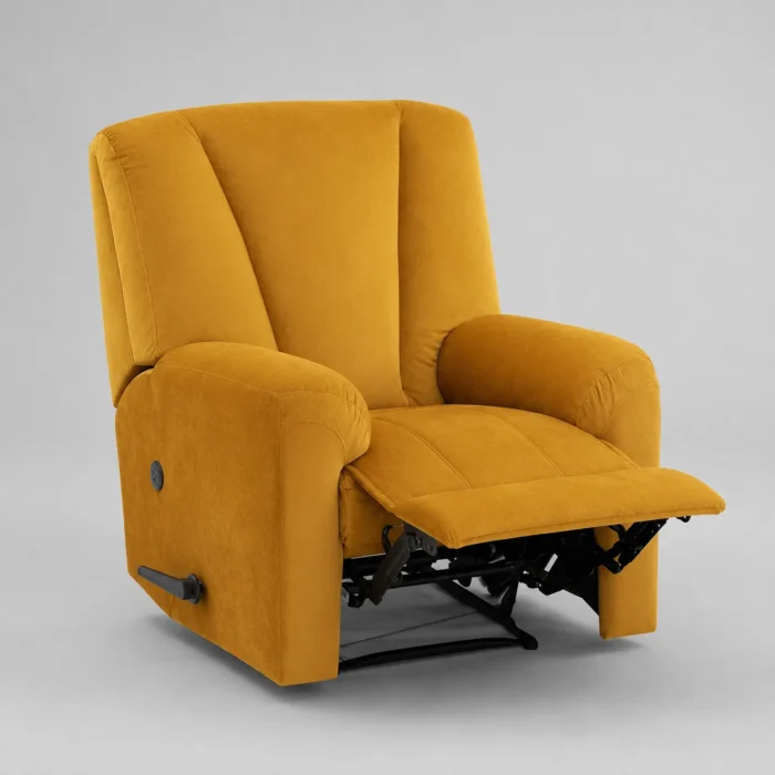 Modern yellow recliner chair view