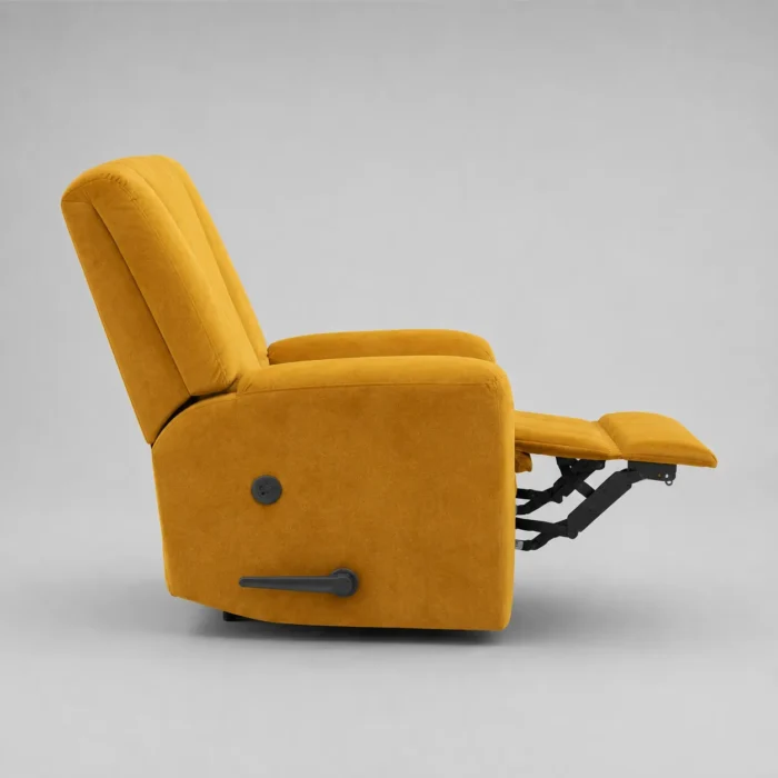 Extended yellow recliner chair side
